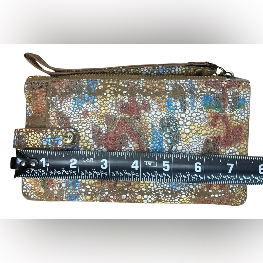 HOBO King Genuine Leather Phone Wallet Wristlet Ikat snakeskin pattern Teal - Picture 7 of 11